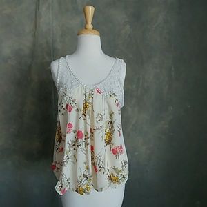 Taylor and Sage floral swing tank with lace detail